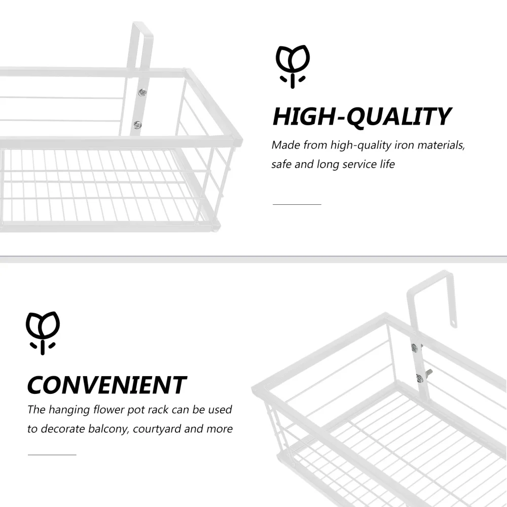 

1Pc Balcony Hanging Flowerpot Rack Rectangular Railing Fence Planter Holder