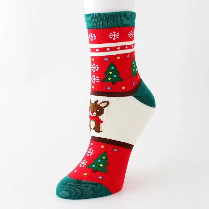 N Cotton Socks Cute Funny Women Sock Colorful Cartoon Kawaii Santa Elk Socks Christmas Gift For Girls Cute funny design#F - Цвет: N