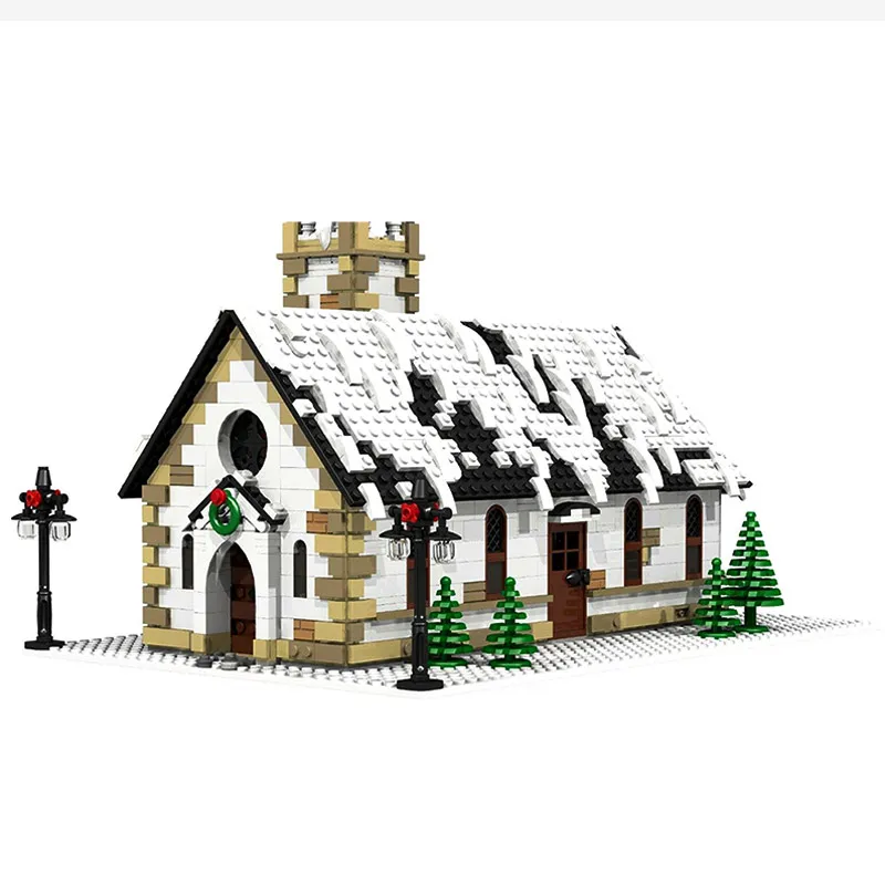 

Christmas Church DIY Bricks Winter Village City Street View House Cathedral Architecture MOC Building Blocks Kids Toys Xmas Gift