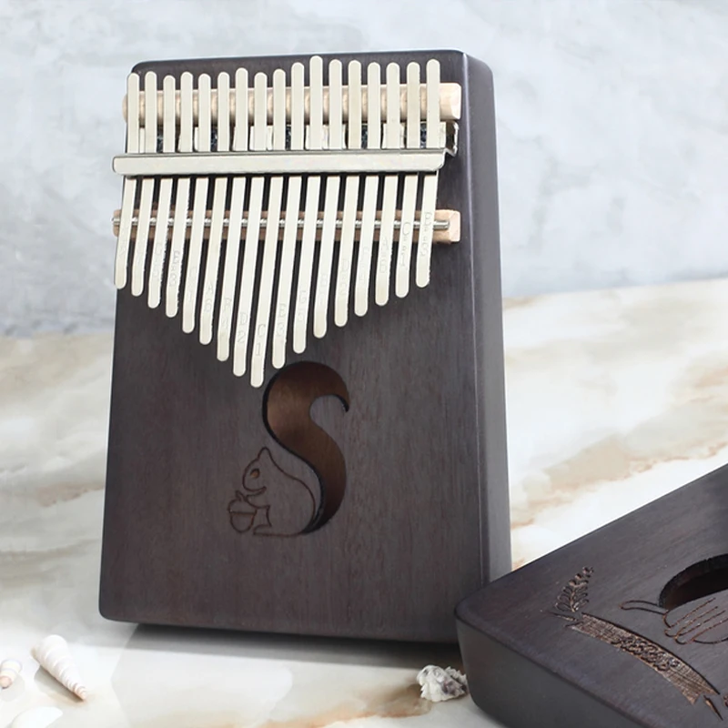 

Kalimba 17 Keys Full Solid Thumb Piano Finger Wooden Mbira Acacia Musical Instrument for Beginner With Hammer Sticker Kit