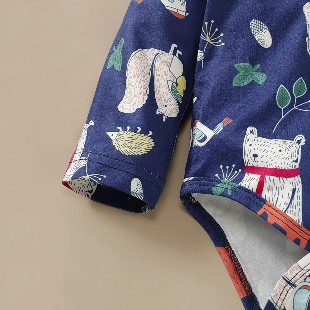 Одежда для новорожденных мальчиков 2 предмета рубашка с принтом животных боди и