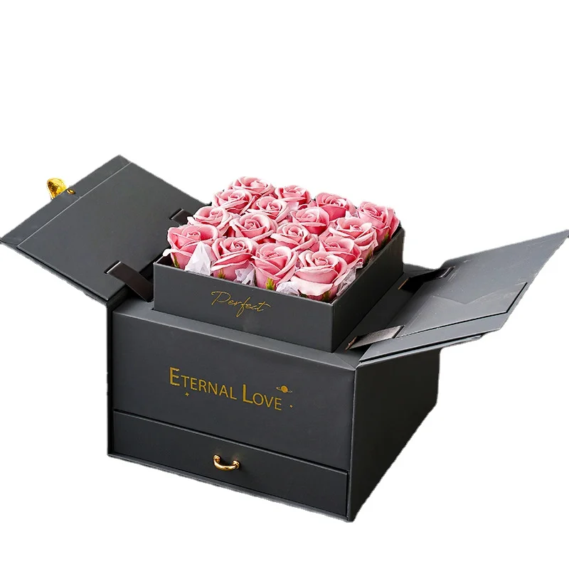 Luxury Mysterious Box Drawer Lifting Gift Box High-end Lipstick Preserved Flower Jewelry Cosmetic Packaging Boxes for Boutique