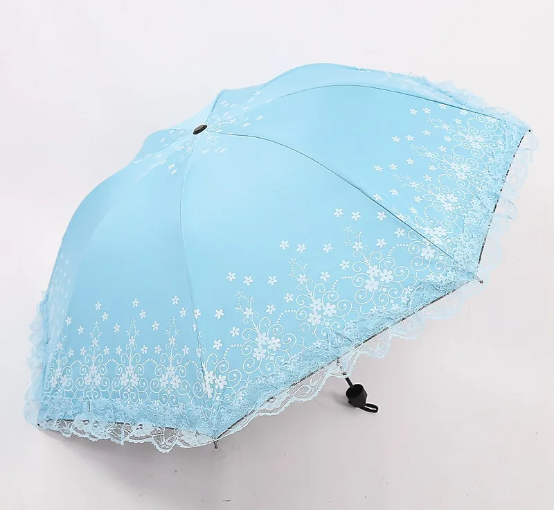 Новый женский милый зонтик карамельного цвета с кружевным краем складной зонт от