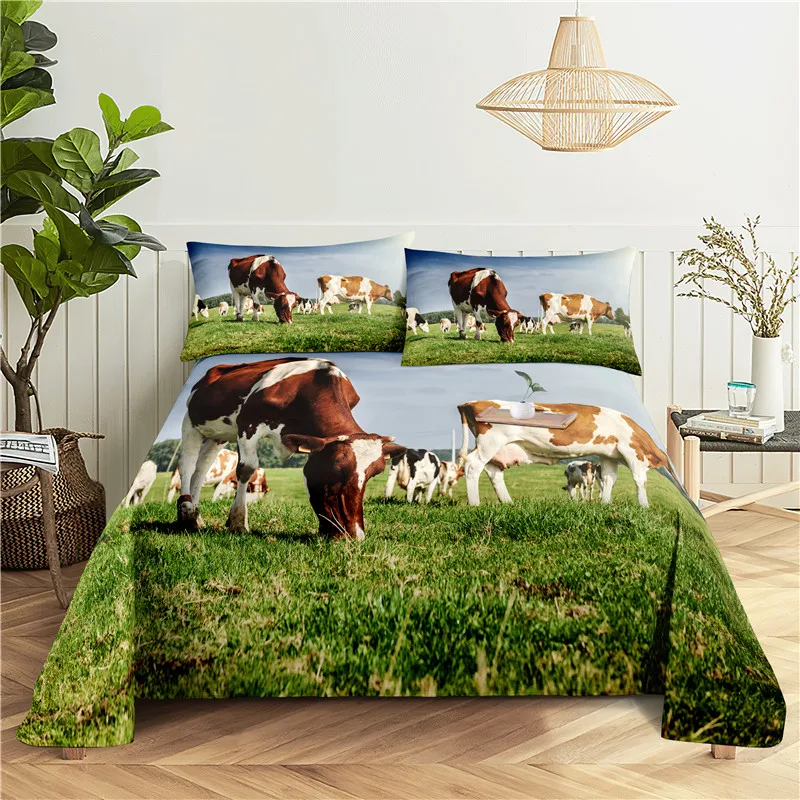 

Seaside Scenery 0.9/1.2/1.5/1.8/2.0m Digital Printing Polyester Bed Flat Sheet With Pillowcase Print Bedding Set