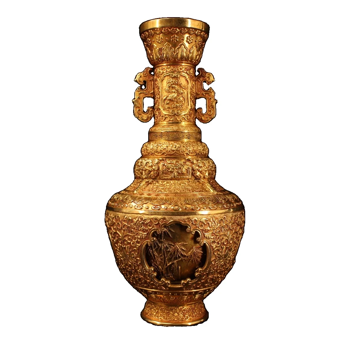 

Ваза Laojunlu из чистой меди ручной работы, ваза ручной работы из позолоченной бронзы для сбора старых дворцовых предметов, античный бронзовый ...