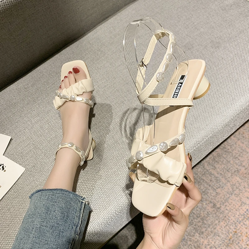 

Женские босоножки с пряжкой, туфли-лодочки на квадратном каблуке, шлепанцы для вечеринки или свадьбы, Классическая обувь, лето 2021