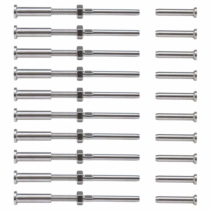 

Stemball Swage and Invisible Hex Head Threaded Stud Tension End Fitting Terminal Combination Pack for 1/8 Inch Cable Railing Kit