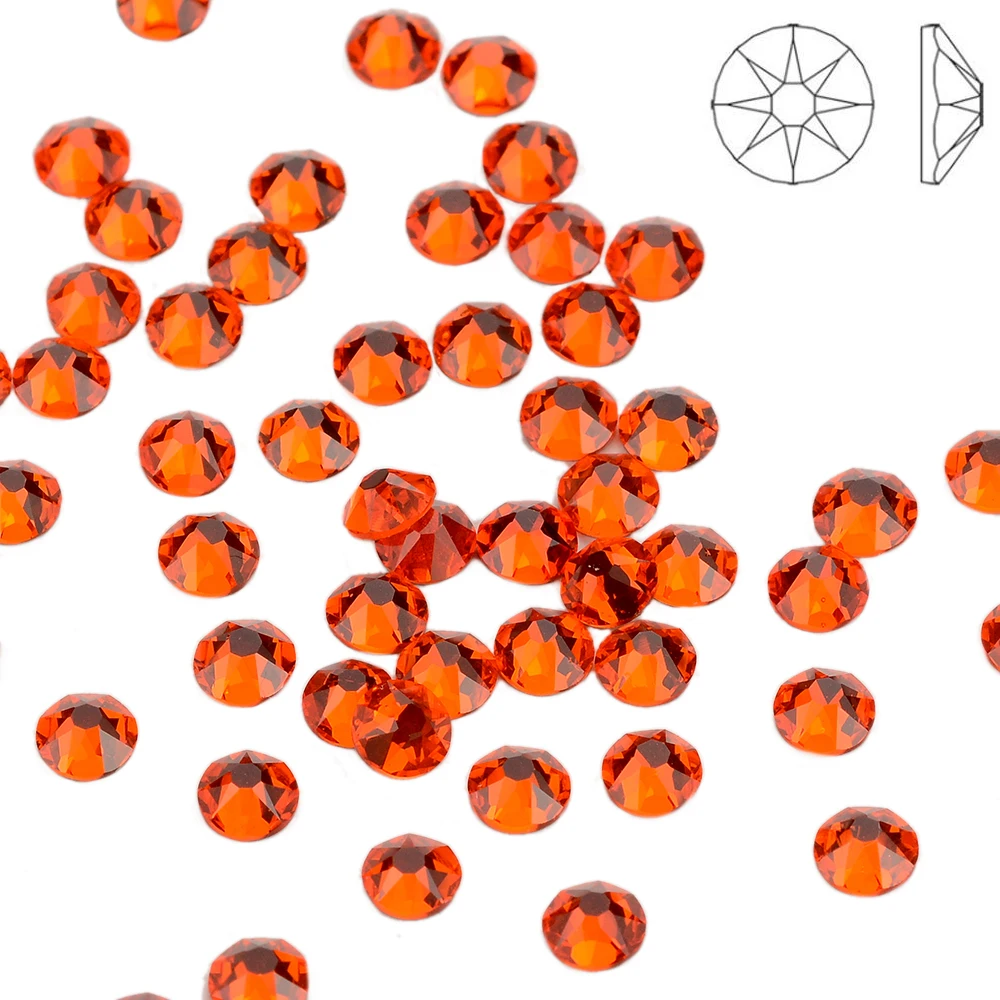 Стразы для дизайна ногтей High Brilliance Sun Orange с плоской задней стороной золотистой