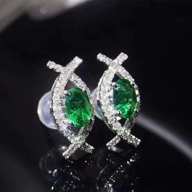 

Ine Natural Emerald Earrings for Women Silver with 925 Sterling Sliver Platinum Plating Heart Wedding&Birthday Jewelry