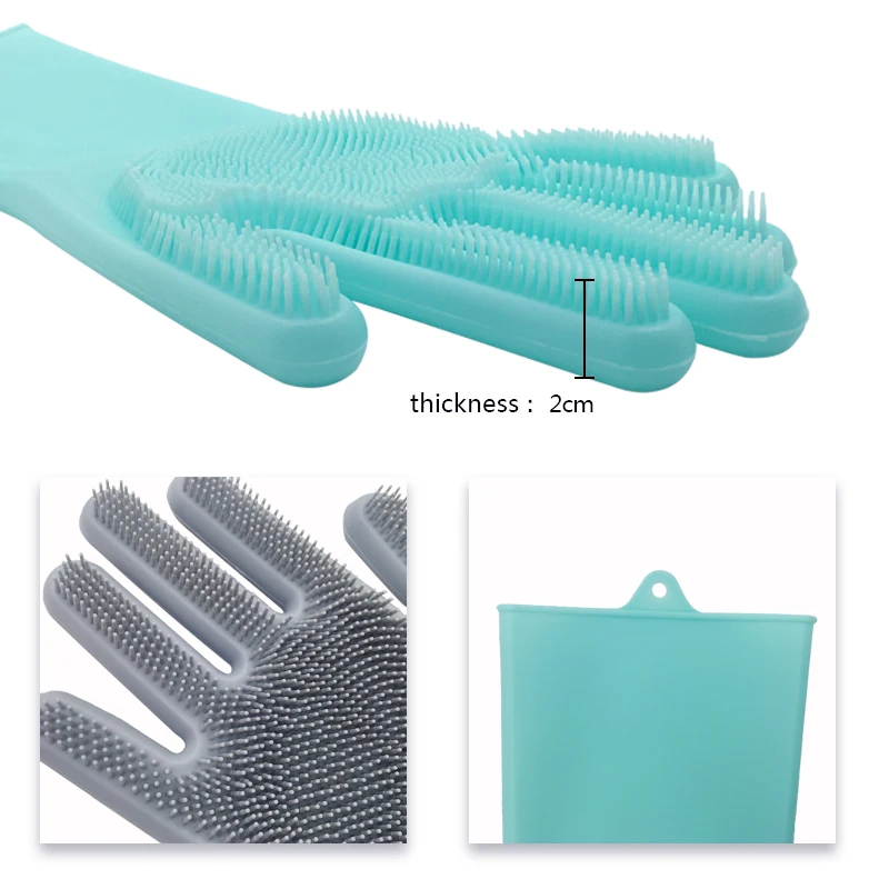 A pair Dishwashing Gloves Kitchen Household For Silicone Cleaning Scrubber Dish Magic Washing | Дом и сад