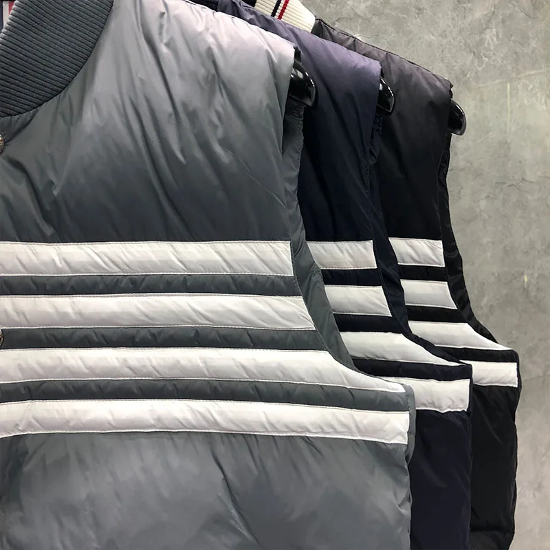 TB THOM Winter Men's Jackets Fashion Brand Down Jacket Vest Matte Nylon Contrast 4-Bar Stripe Thick Wholesale TB Thermal vest