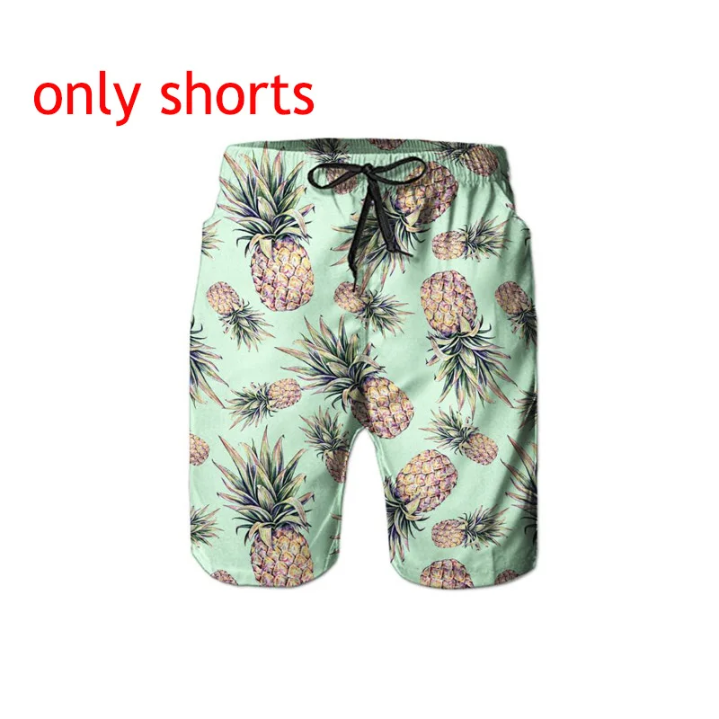 only shorts Мужская гавайская рубашка с коротким рукавом и шорты, летняя повседневная Пляжная гавайская рубашка, шорты, костюм из двух предметов для мужчин - Цвет: only shorts
