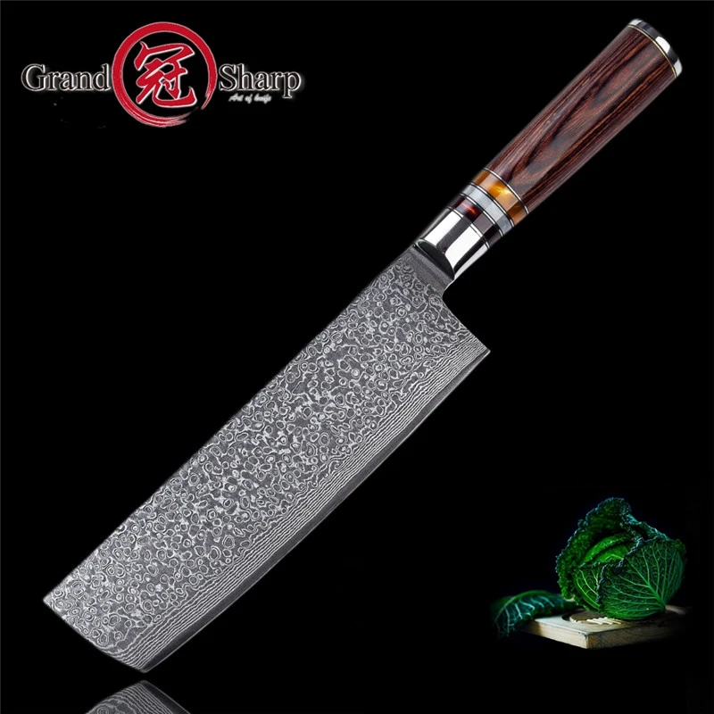 Gravsharp 7 дюймовые ножи накири 67 слоев из углеродистой стали японский дамасский