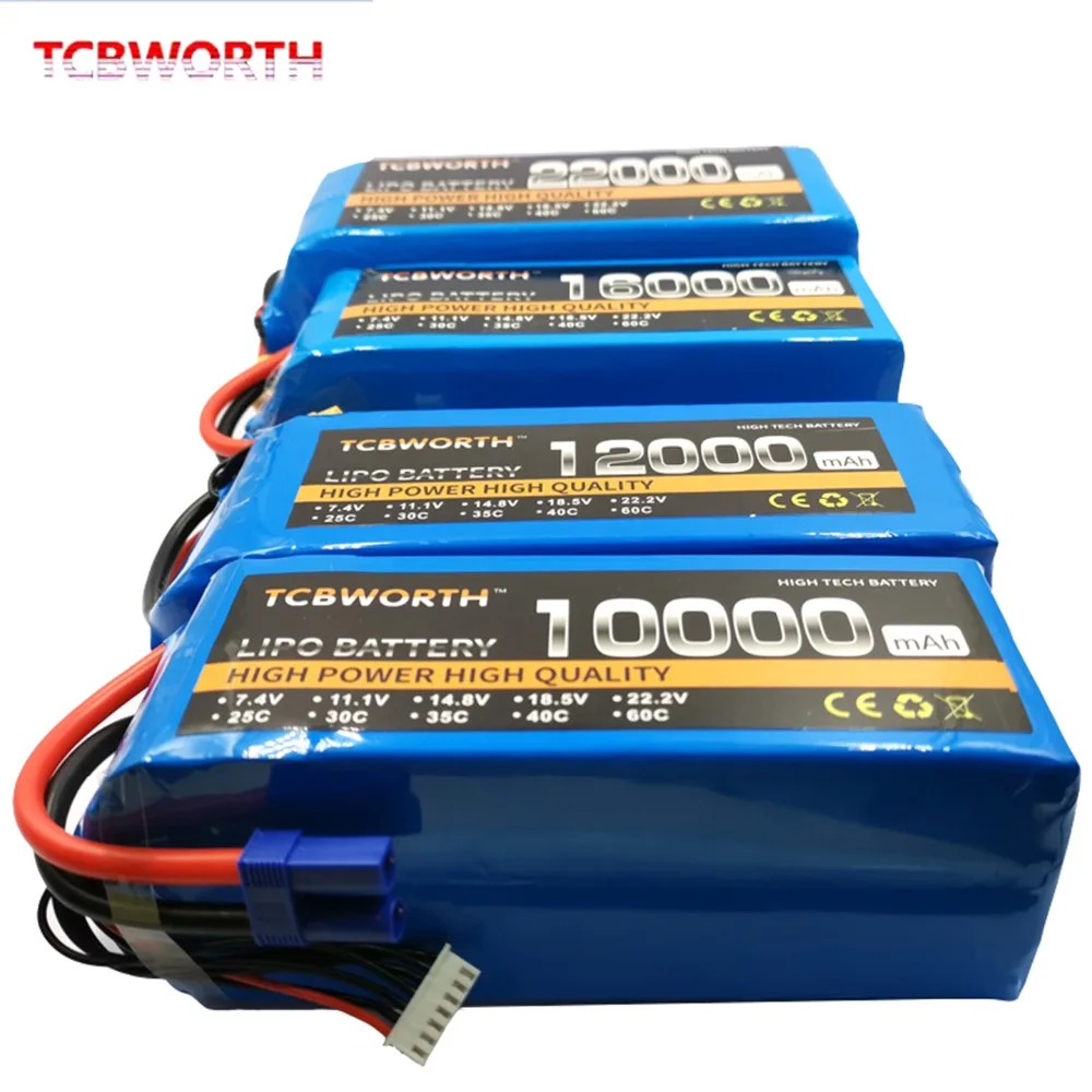 RC LiPo батарея 22,2 V 10000mAh 25C 6S RC литий-полимерные батареи для RC модели самолетов, автомобилей, лодки, дрона, танка, вертолета AKKU TCBWORTH