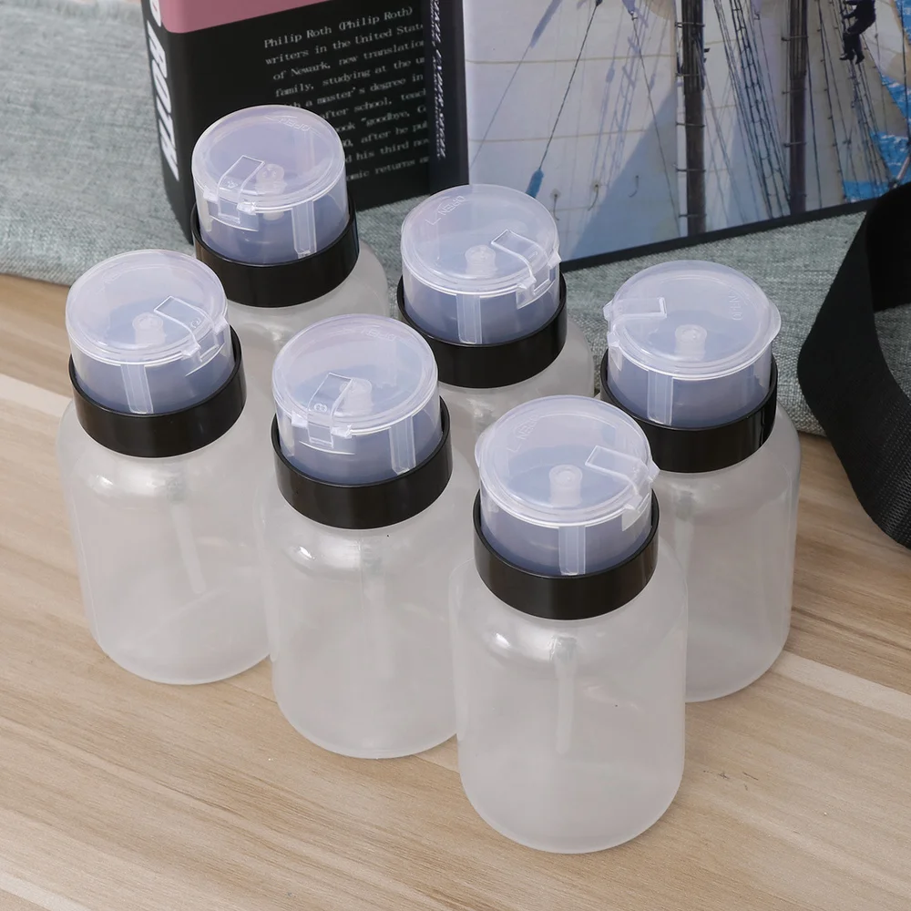 

6pcs 250ML Nail Polish Remover Empty Pressing Bottle Lock Pressure Bottle Dispenser for Fluid Nail Art Beauty Instrument Equipme