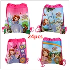 24 шт. disney принцессы тематика-София нетканый рюкзак на шнурке Подарочная сумка для хранения для девочек Дети пользу школьные сумки вечерние поставки