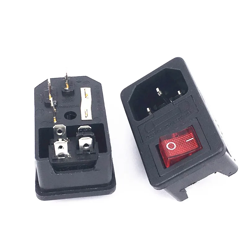 С предохранителем 5A! Красный кулисный выключатель с плавким IEC 320 C14 впускная