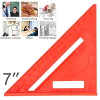 7 inch multi function red plastics right angle triangle ruler with 0 1 inch accuracy and 45 angle for woodworking measurement