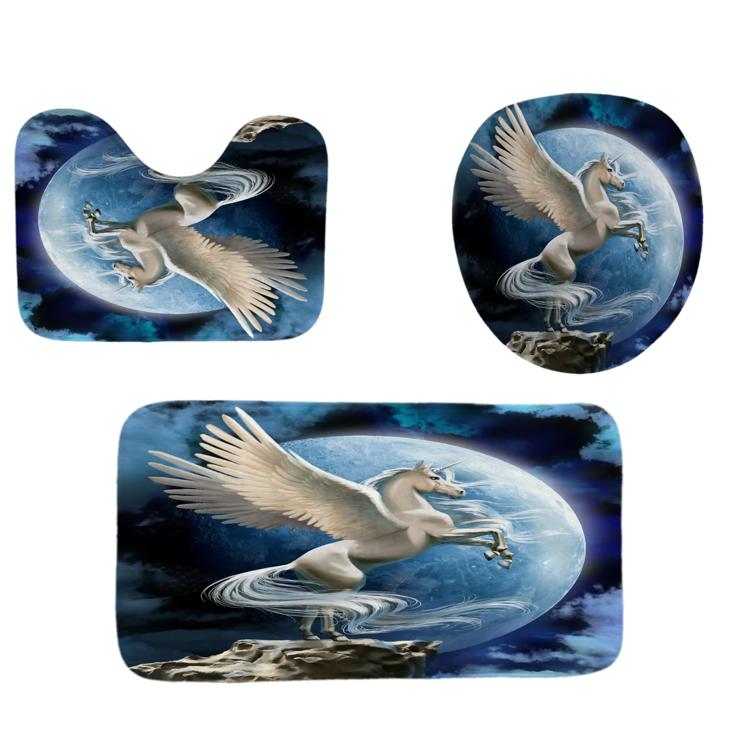 Тканевая занавеска для душа Pegasus с принтом серебряные крылья s ванной