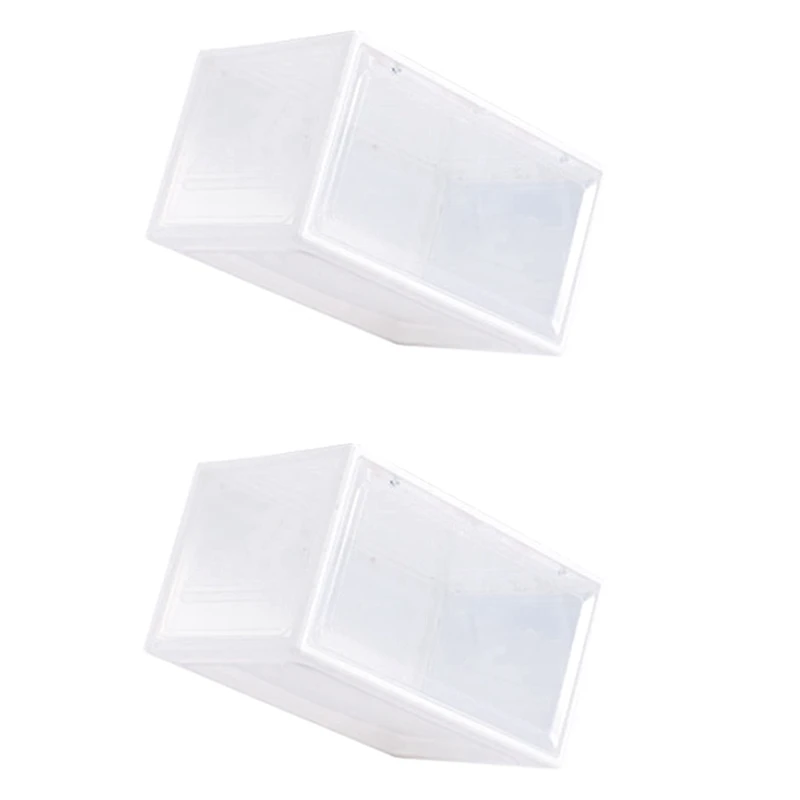 

2Pcs AJ Sneakers Box Hardened Plastic Shoe Box Stackable Cabinet Storage Box High-Top Dustproof AJ Shoe Rack Organizer