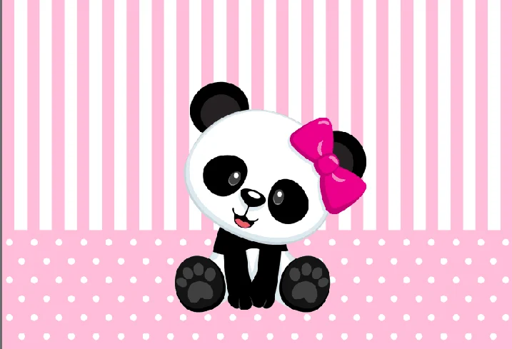 Фон для студийной фотосъемки с розовыми полосками цветами и пандой 7 Х5 футов|Фон