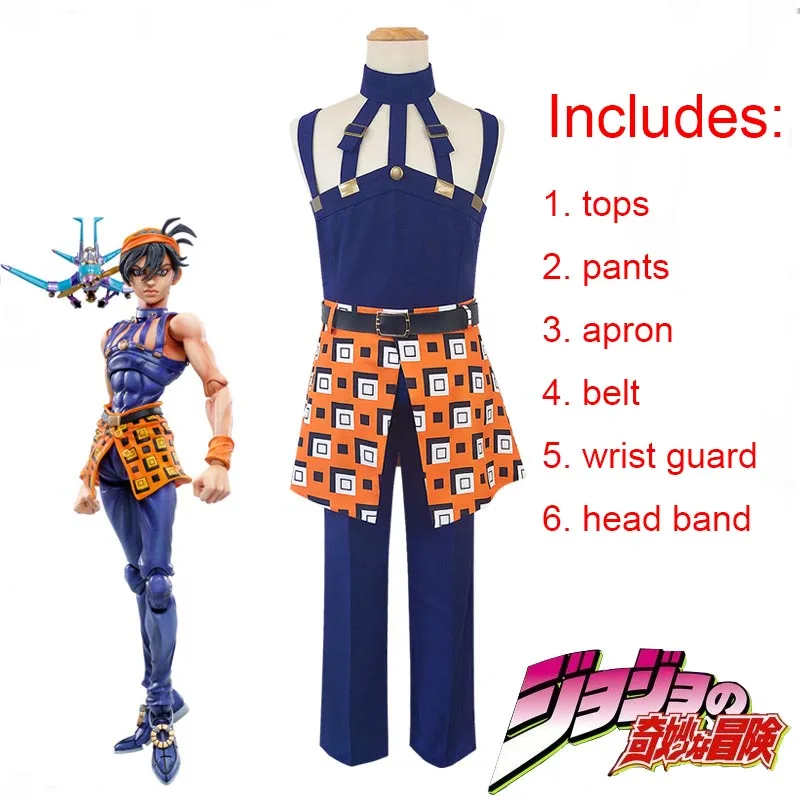 Аниме JOJO JoJo странные приключения Косплей Костюм Ghirga Narancia Униформа Мужчины