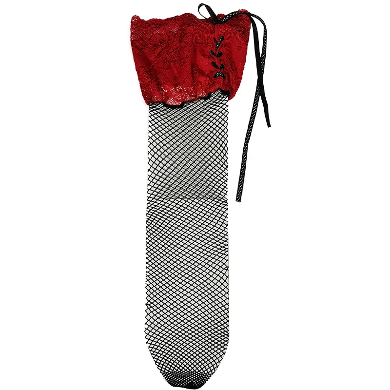 Чулки женские кружевные выше колена на бретелях регулируемые чулки в сетку -