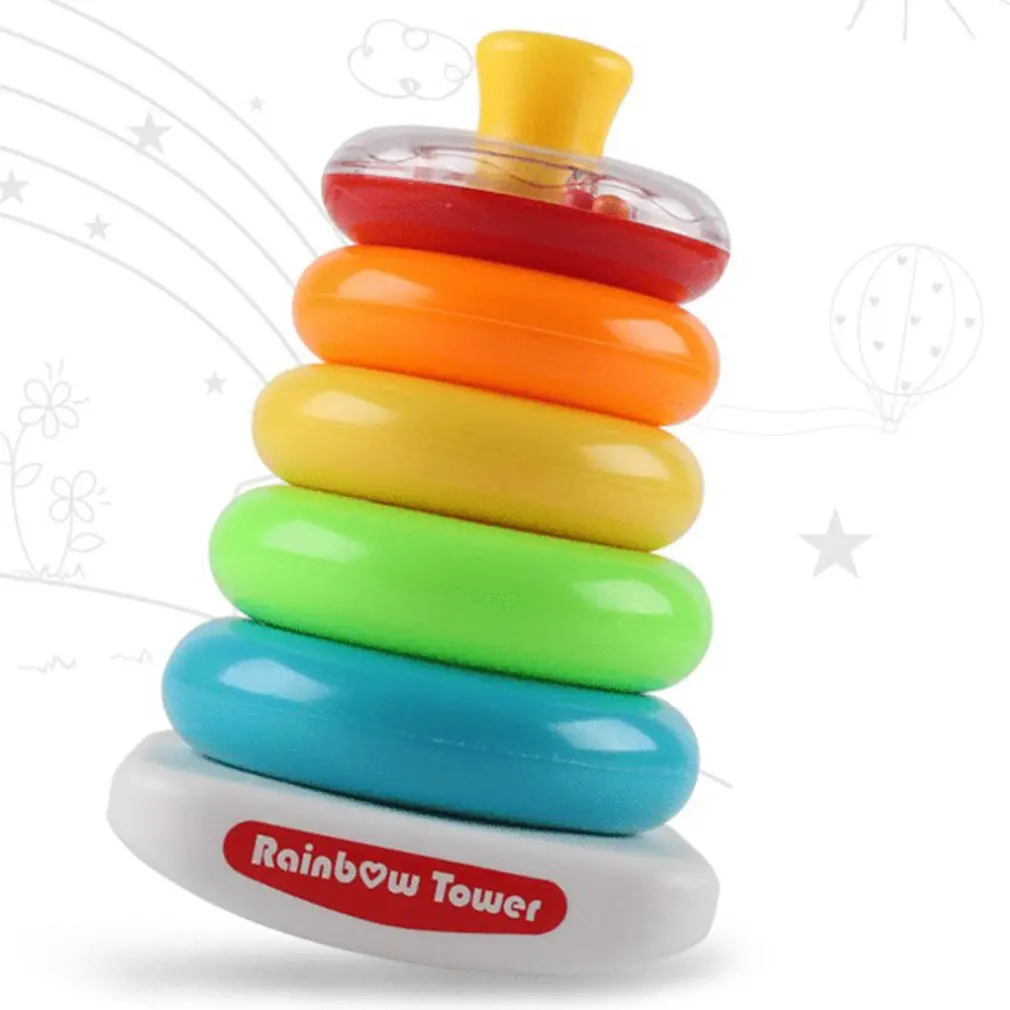 Baby educational toys 0-3 years old baby toy rainbow circle foldable music tumbler toy cultivate children's vision