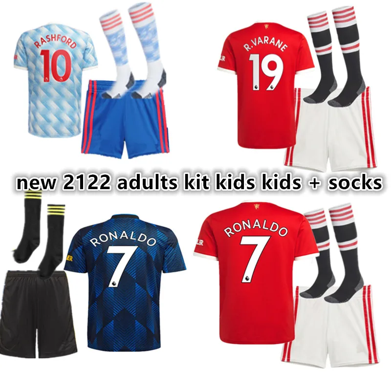 

football shirt RONALDO kids jersey adults kit VAN DE BEEK MARTIAL POGBA RASHFORD CAVANInew 21 22 Manchester shirt united jersey