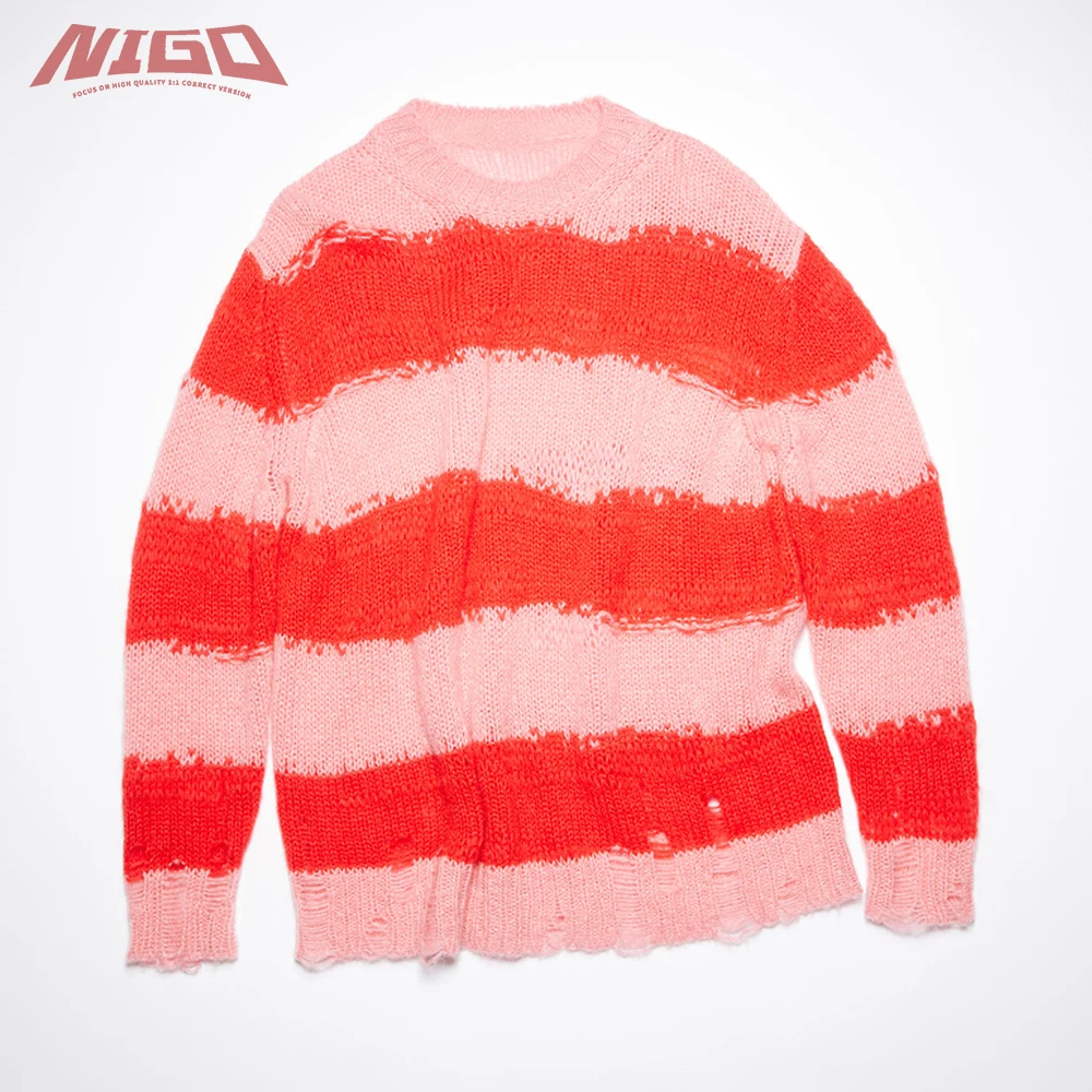 

NIGO Ms 21ss женский осенне-зимний Пуловер Полосатый Оранжевый вязаный шерстяной свитер # nigo55731