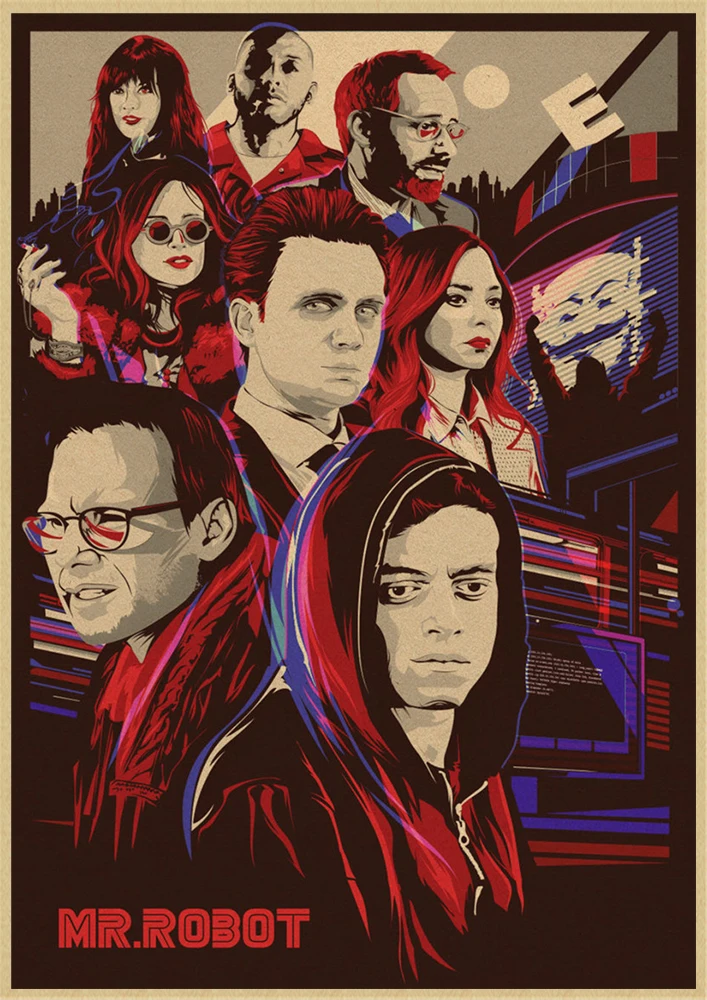 Постер Фильма MR. Robot Rami Malek Hackers USA TV Show ретро постер винтажный художественные