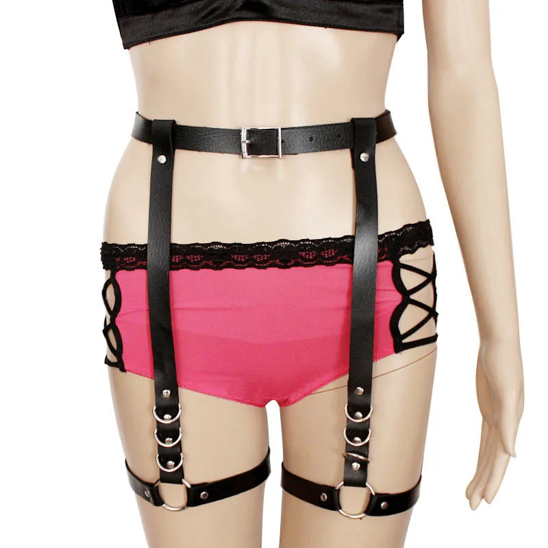 Ремень женский кожаный в стиле панк Готическая подвязка пояс со съемными