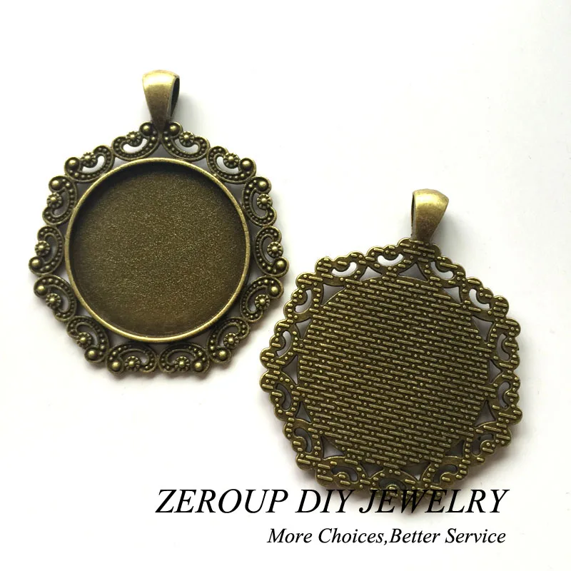 

5pcs/lot 30mm Necklace Pendant Setting Antique Bronze Silver Glass Cabochon Blank Base Supplies for Jewelry Finding T123