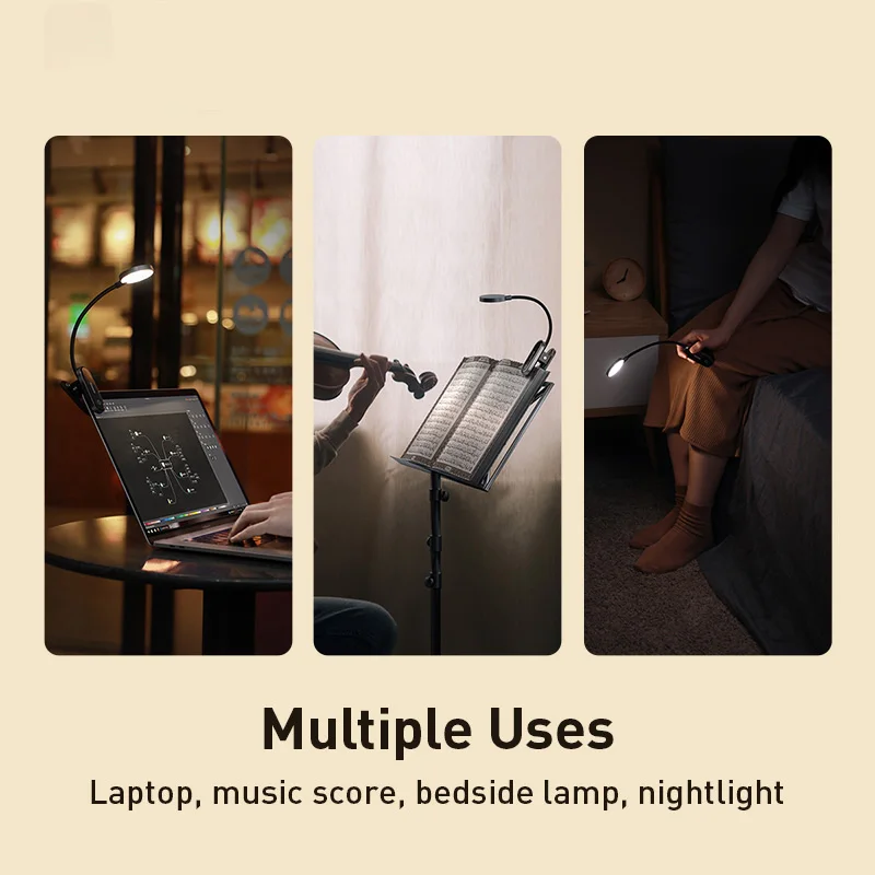 

Baseus LED Table Lamp Flexible Clip Eye Protect Reading Lamp Dimmable Bedside Lamp Rechargeable Bedroom Night Lights Home Office