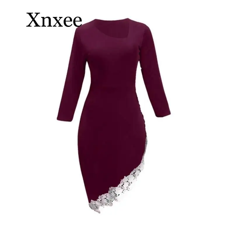 

New Summer Women Dress Fashion Plus Size Off Shoulder Appliques Lace Cross Asymmetrical Elegant Sundress office beach boho dress