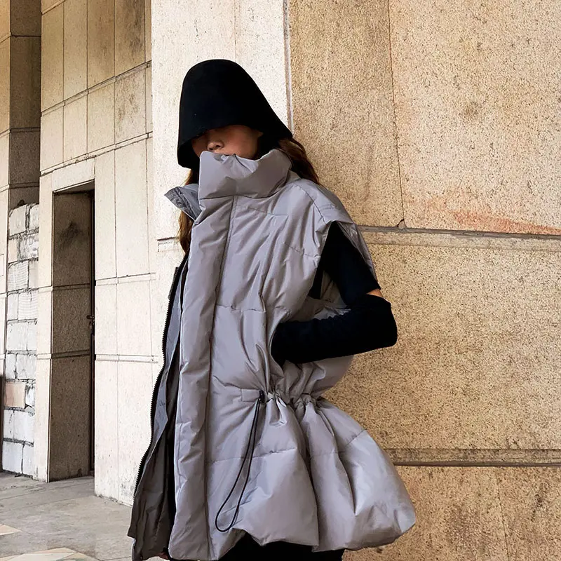 XITAO плиссированное пальто размера плюс модное без рукавов с карманами элегантное