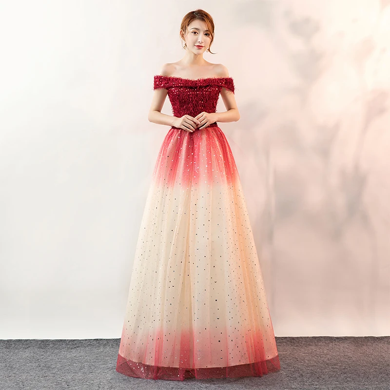 

Quinceanera A-line Off The Shoulder prom dresses Gradient color With sequins lace up back Masquerade Ball Gowns
