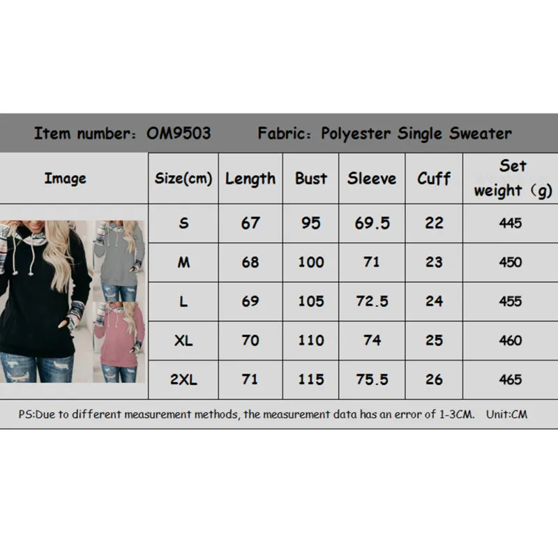 

Women Striped Patchwork Hoodie, Autumn Winter Adults Long Sleeve Sweater with Pocket Drawstring Daily Wear
