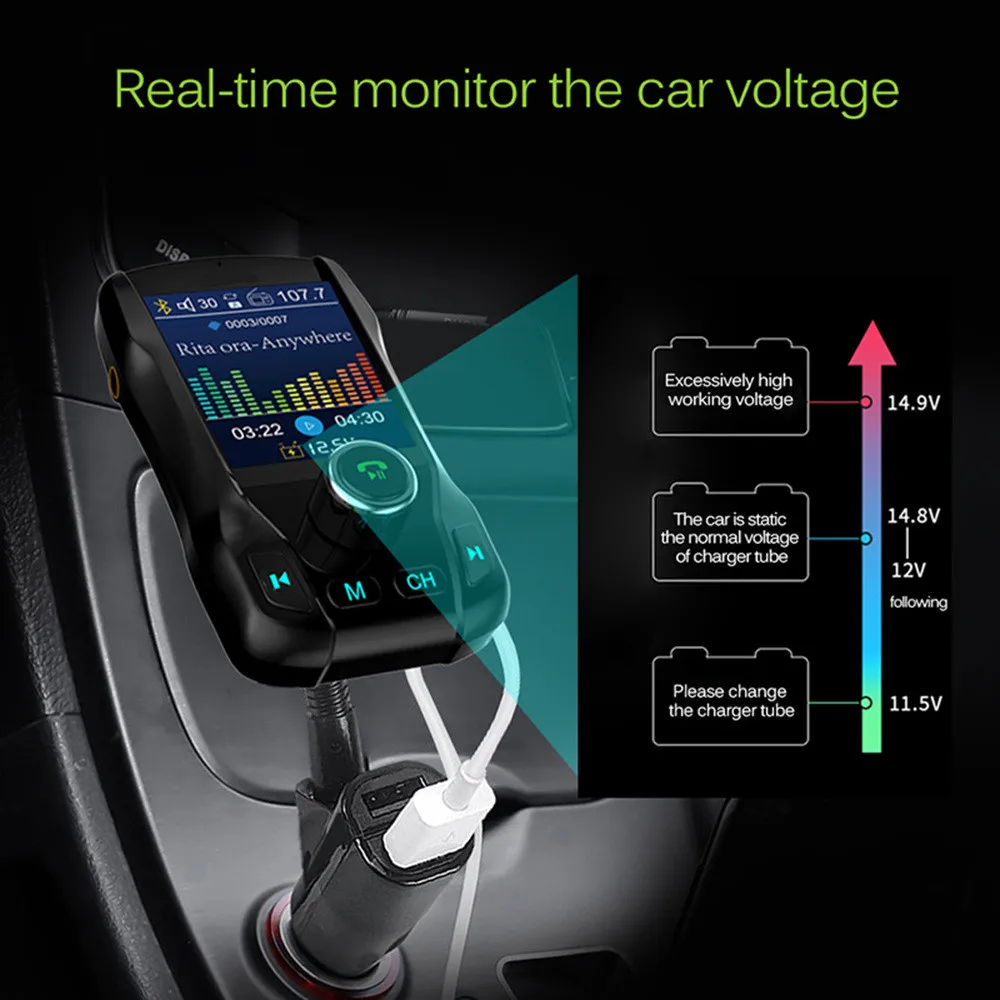 KEBIDU Bluetooth fm-передатчик радио адаптер автомобильный громкой связи вызов QC3.0