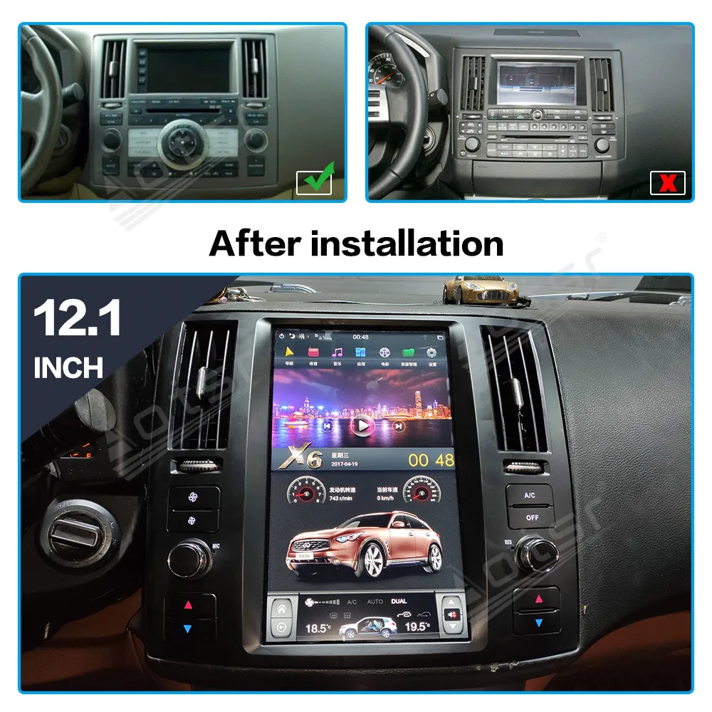 4 + 128 ГБ для Infiniti FX35 FX45 2006 2009 Android 9 Tesla Style вертикальный экран автомобильный GPS