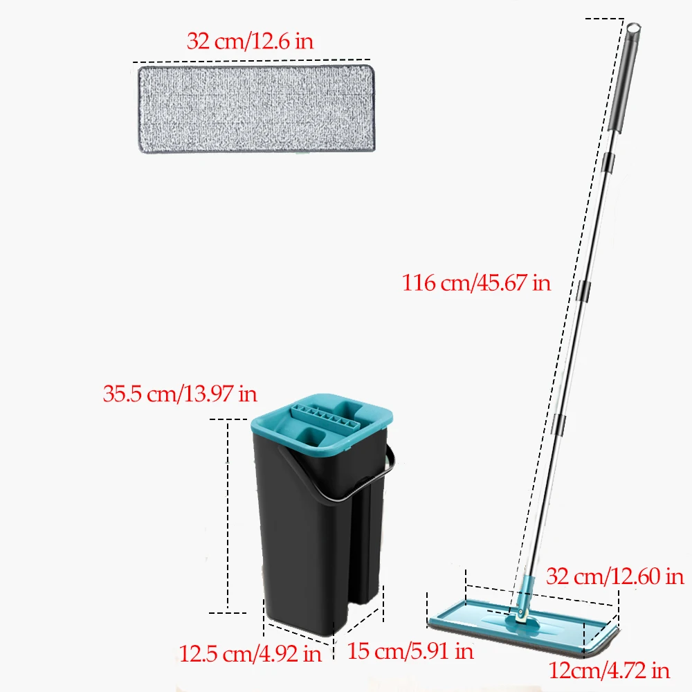 Плоская швабра с отжимом и ведром вращающаяся на 360 градусов Швабра из микрофибры