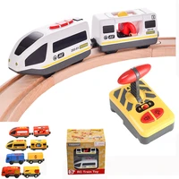 rc electric train set with carriage sound and light express truck fit wooden track children electric toy kids toys