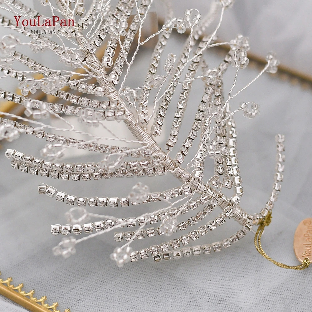 

TOPQUEEN HP188 Silver Diamond Chain Headpieces Wedding Hair Accessories Wedding Headwear Handmade Rhinestone Prince Crowns