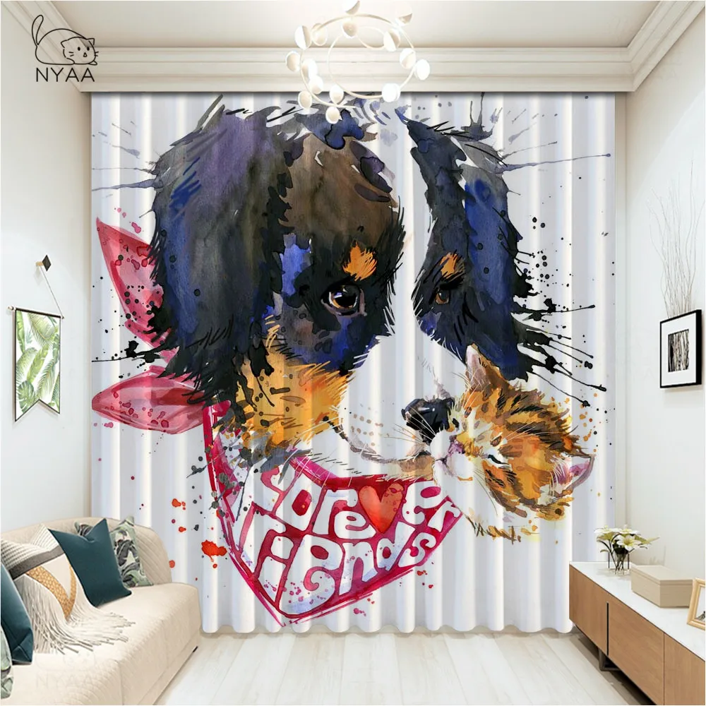 

Artistic Dog Portrait Bedroom Curtains Hotel Luxury Curtains Home Decoration Accessories For Bedroom Room Curtain Micro Shading