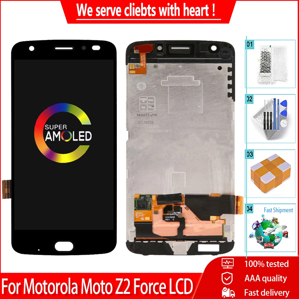 ЖК-дисплей 5 дюйма для MOTO Z2 Force сенсорный экран с рамкой и дигитайзером в сборе