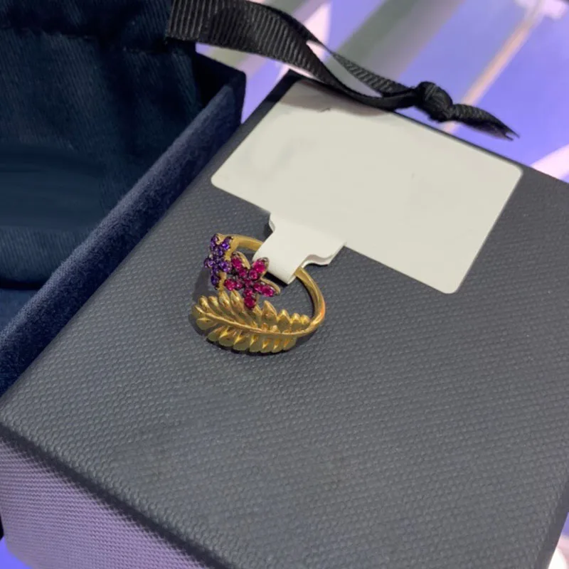 UMGODLY High Quality Fahsion Ring Yellow Gold Color Multicolor Tropical Jungle Floral &amp Palm Leaf Women Party Jewelry | Украшения и