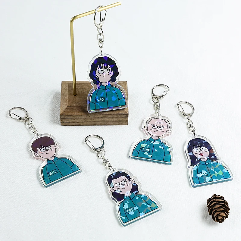 

Cute Anime Transparent Acrylic Keychain Squid Korean Drama Protagonist Bag Pendant Coffee Shop Fan Gift Bag Accessories