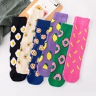 Новинка 2019, женские носки, милые Мультяшные Фрукты Банан и лимон, счастливые носки с пончиками, едой, японские хлопковые носки в стиле Харадзюку, хип-хоп