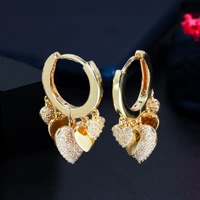 cwwzircons trendy cubic zircon dangling tassel love heart shape charms endless hoop earrings for women bohemian jewelry cz891