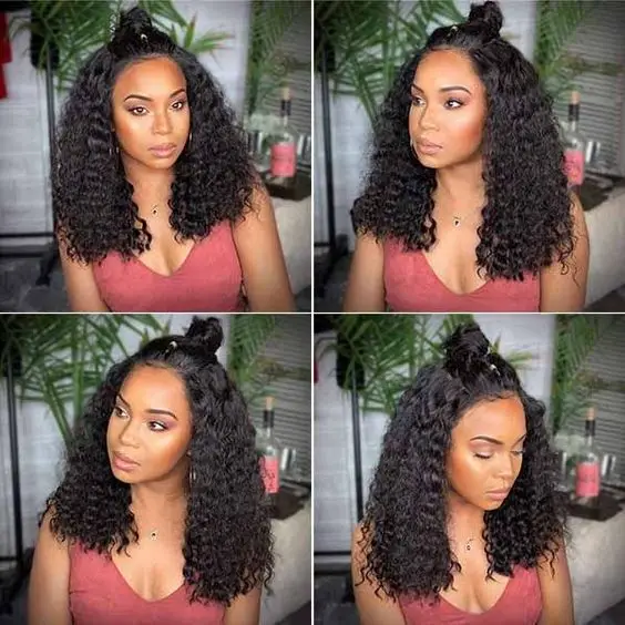 Курчавые пучки волос с фронтальной связью 13х4 Remy натуральных закрыванием